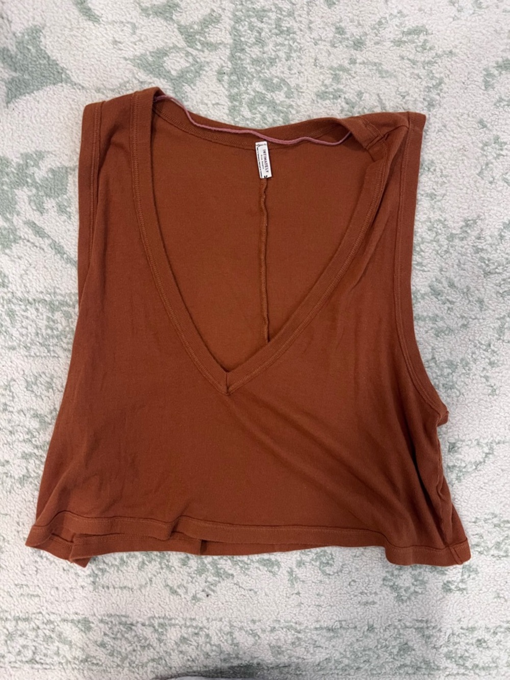 Intimately Free People Rust-Brown V-Neck Cropped Tank